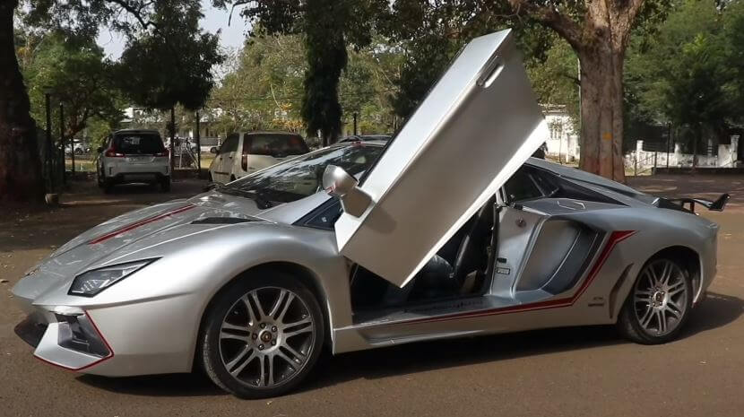 Lamborghini Aventador modification with scissor doors from honda Civic