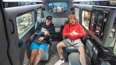 Logan Paul with his black Mercedes Meverick sprinter Van